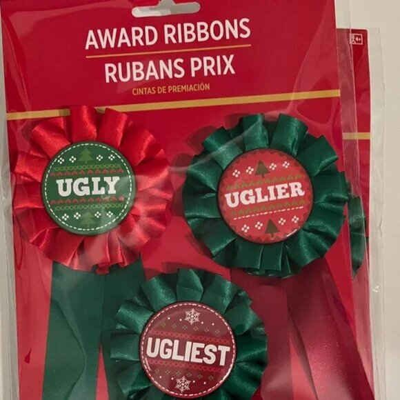 Ugly Sweater Award Ribbons (Christmas Ugly Sweater - Set of 3) (new) (holiday/x) - Picture 5 of 15